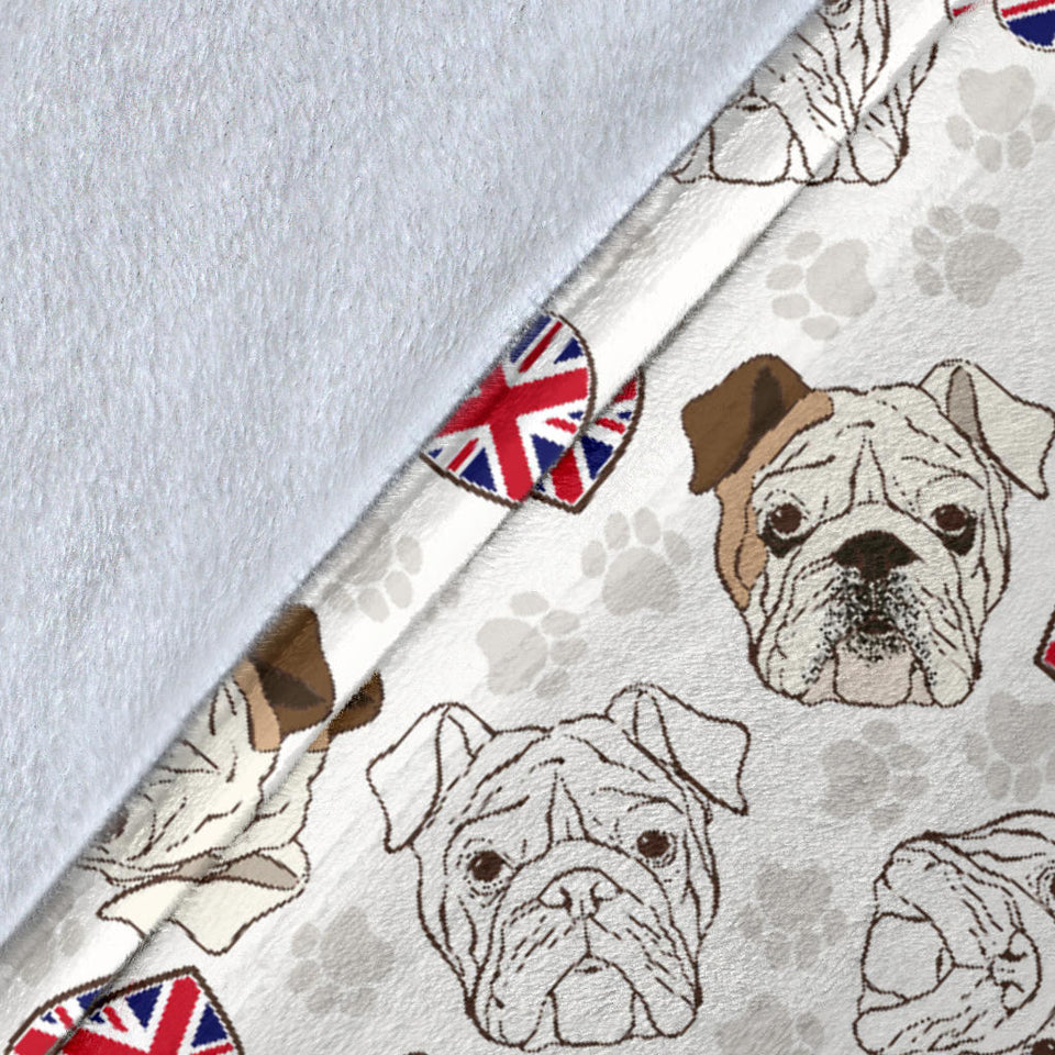 English Bulldog Pattern Print Design 01 Premium Blanket