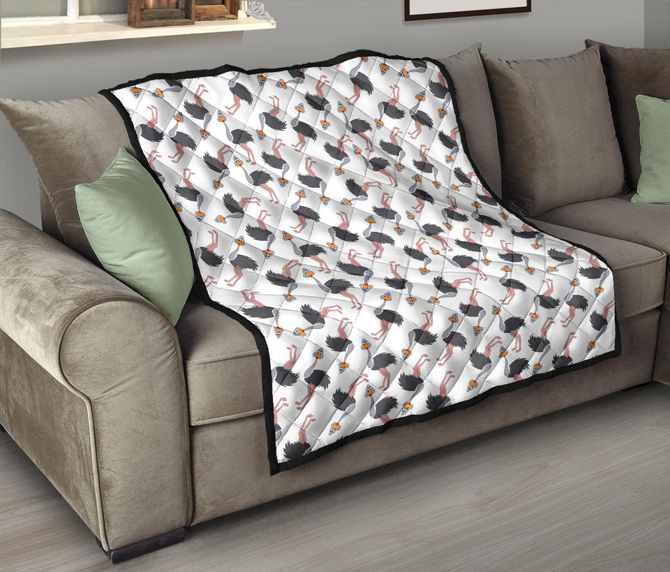 Ostrich Pattern Print Design 02 Premium Quilt