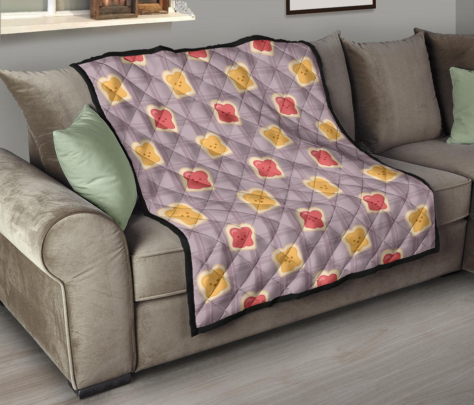 Bread Toast Pattern Print Design 05 Premium Quilt