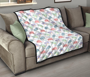 Hippopotamus Pattern Print Design 03 Premium Quilt