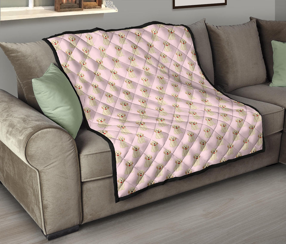 Golden Retriever Pattern Print Design 02 Premium Quilt