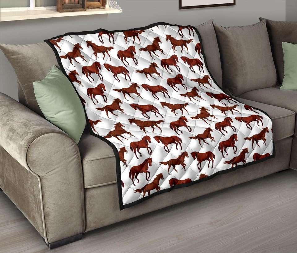 Horses Running Pattern Background Premium Quilt