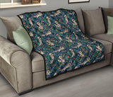 Raccoon Tropical Leaves Pattern Premium Quilt