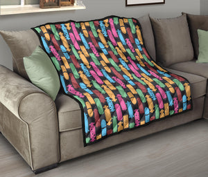 Skate Board Pattern Print Design 02 Premium Quilt