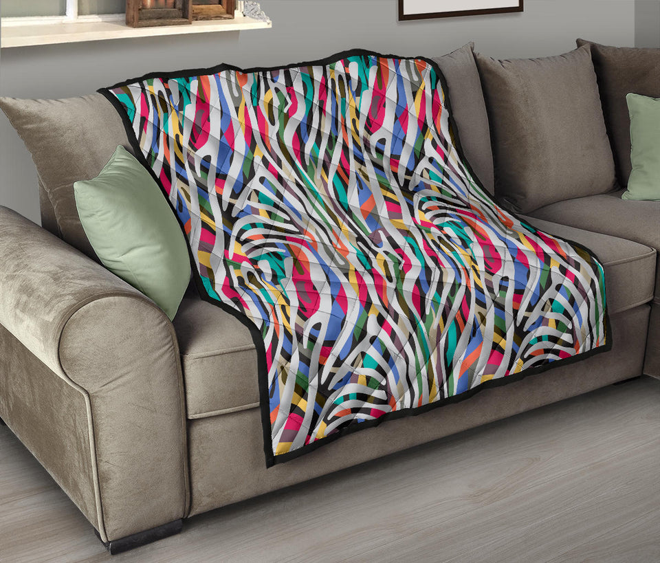 Colorful Zebra Skin Pattern Premium Quilt