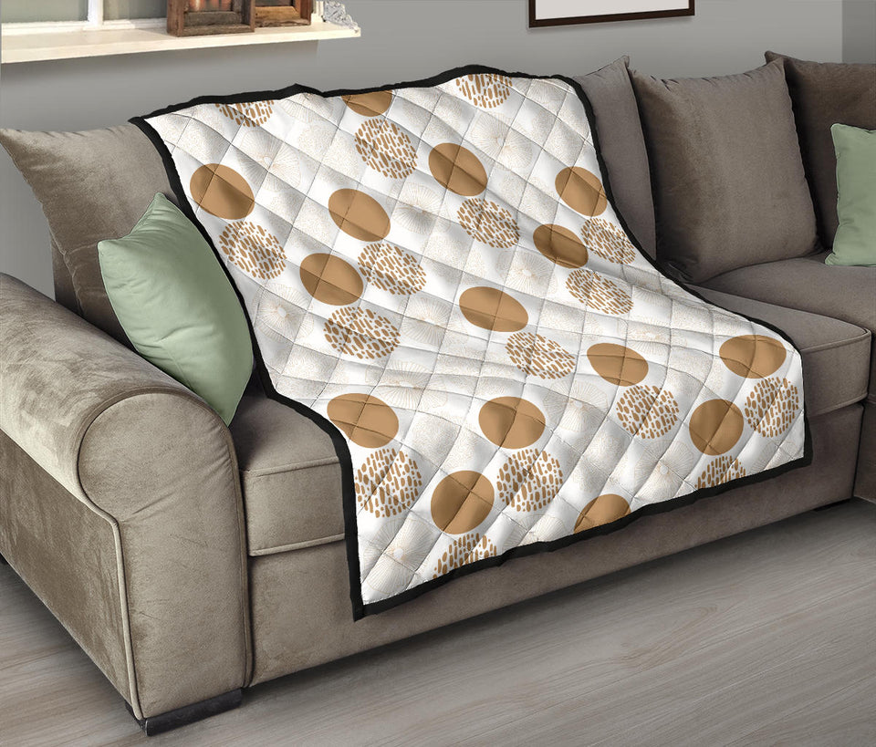 Gold Texture Mushroom Pattern Premium Quilt