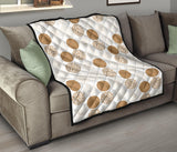 Gold Texture Mushroom Pattern Premium Quilt
