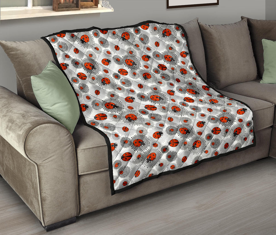 Ladybug Pattern Print Design 05 Premium Quilt