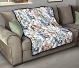 Lama Alpaca Cactus Hand Drawn Pattern Premium Quilt