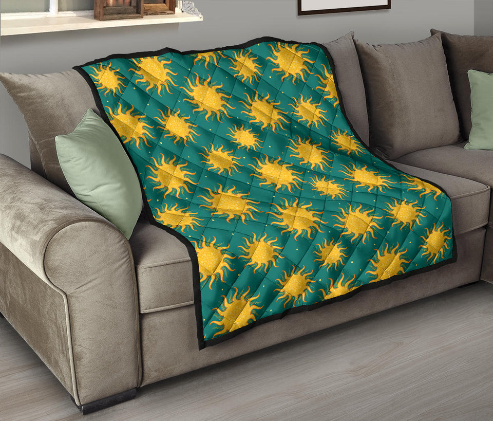 Sun Green Background Premium Quilt