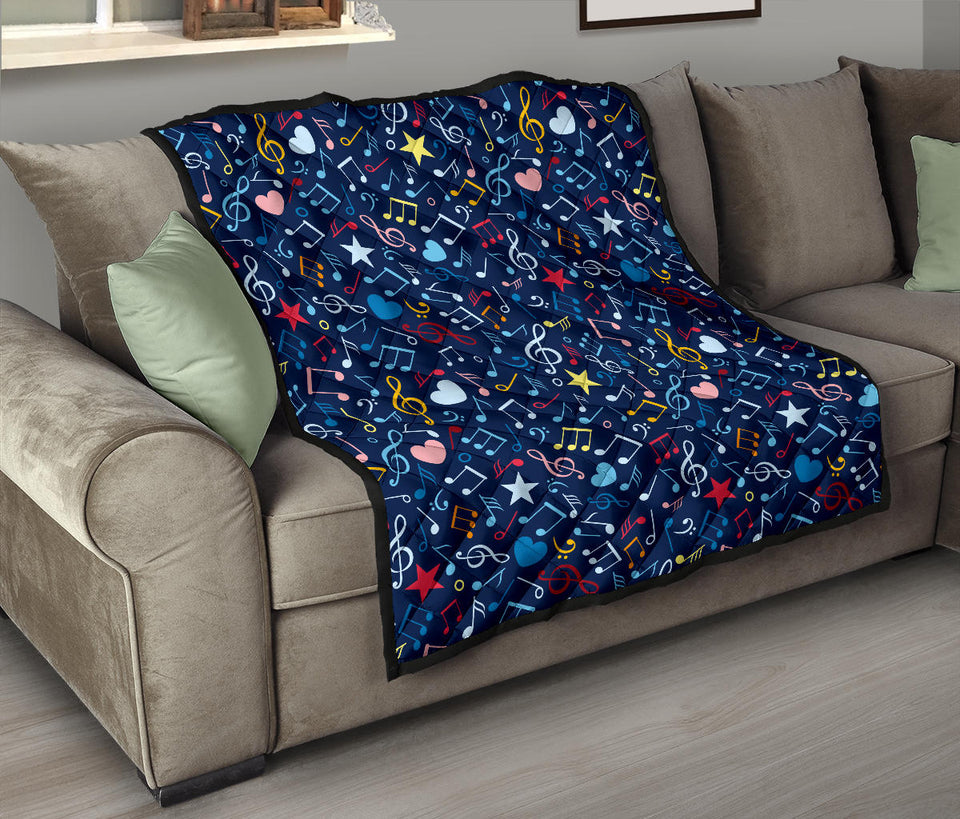 Music Notes Pattern Print Design 03 Premium Quilt