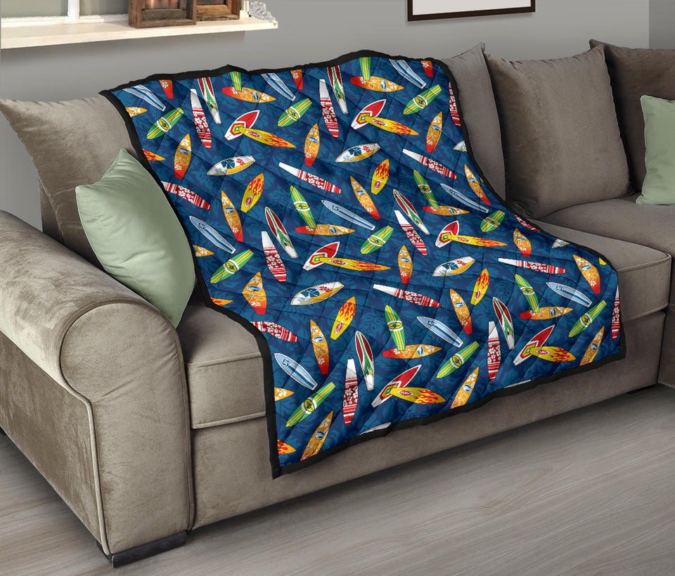 Surfboard Pattern Print Design 01 Premium Quilt