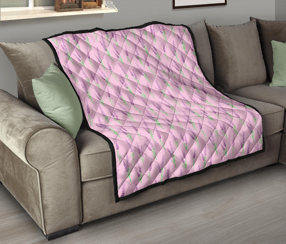 Lavender Pattern Pink Background Premium Quilt