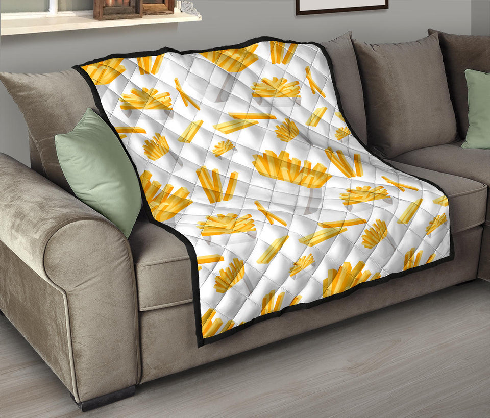 French Fries White Paper Box Pattern Premium Quilt