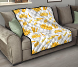 French Fries White Paper Box Pattern Premium Quilt