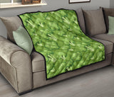 Broccoli Pattern Green Background Premium Quilt