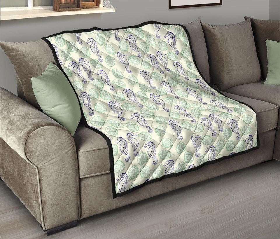 Seahorse Shell Pattern Premium Quilt