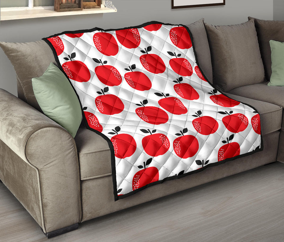 Red Apples White Background Premium Quilt