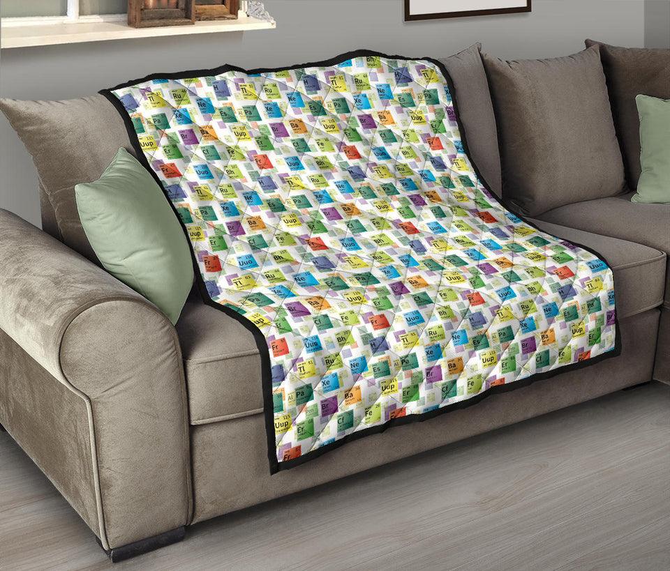 Chemistry Periodic Table Pattern Print Design 05 Premium Quilt