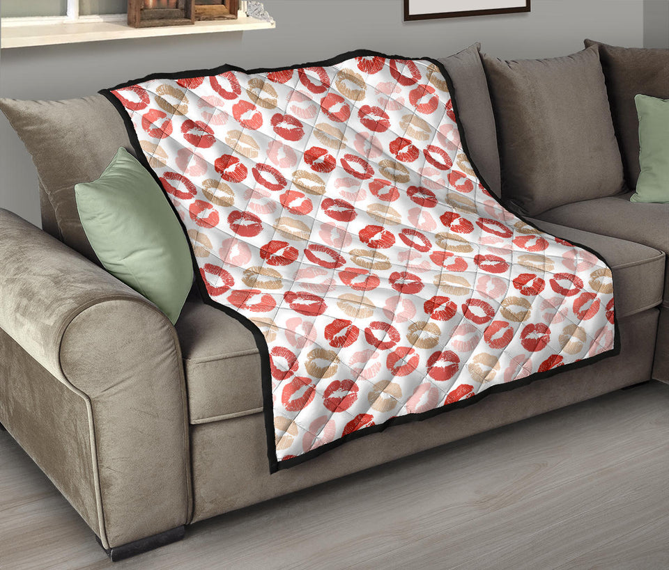 Lips Pattern Print Design 04 Premium Quilt