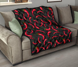 Chili Peppers Pattern Black Background Premium Quilt
