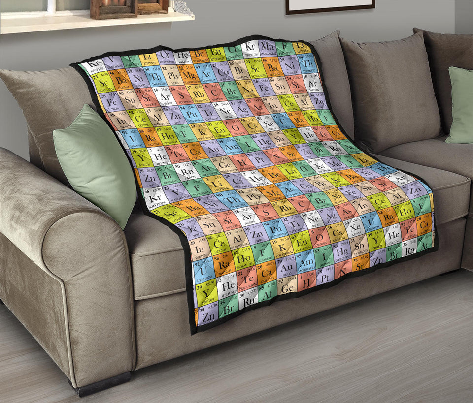 Chemistry Periodic Table Pattern Print Design 01 Premium Quilt