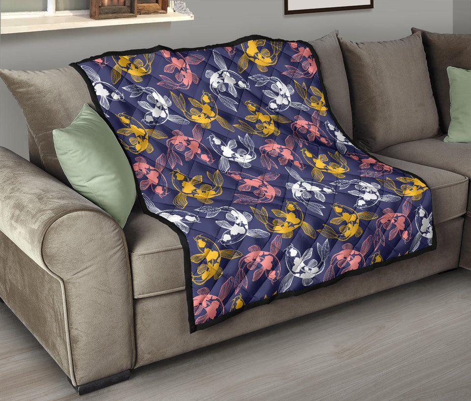 Koi Fish Carp Fish Pattern Premium Quilt