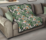 Toucan Tropical Green Jungle Palm Pattern Premium Quilt