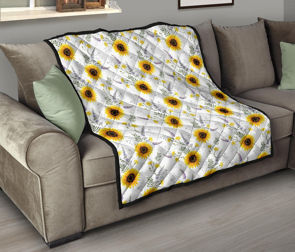 Beautiful Sunflowers Pattern Premium Quilt