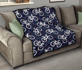 Bicycle Pattern Print Design 03 Premium Quilt