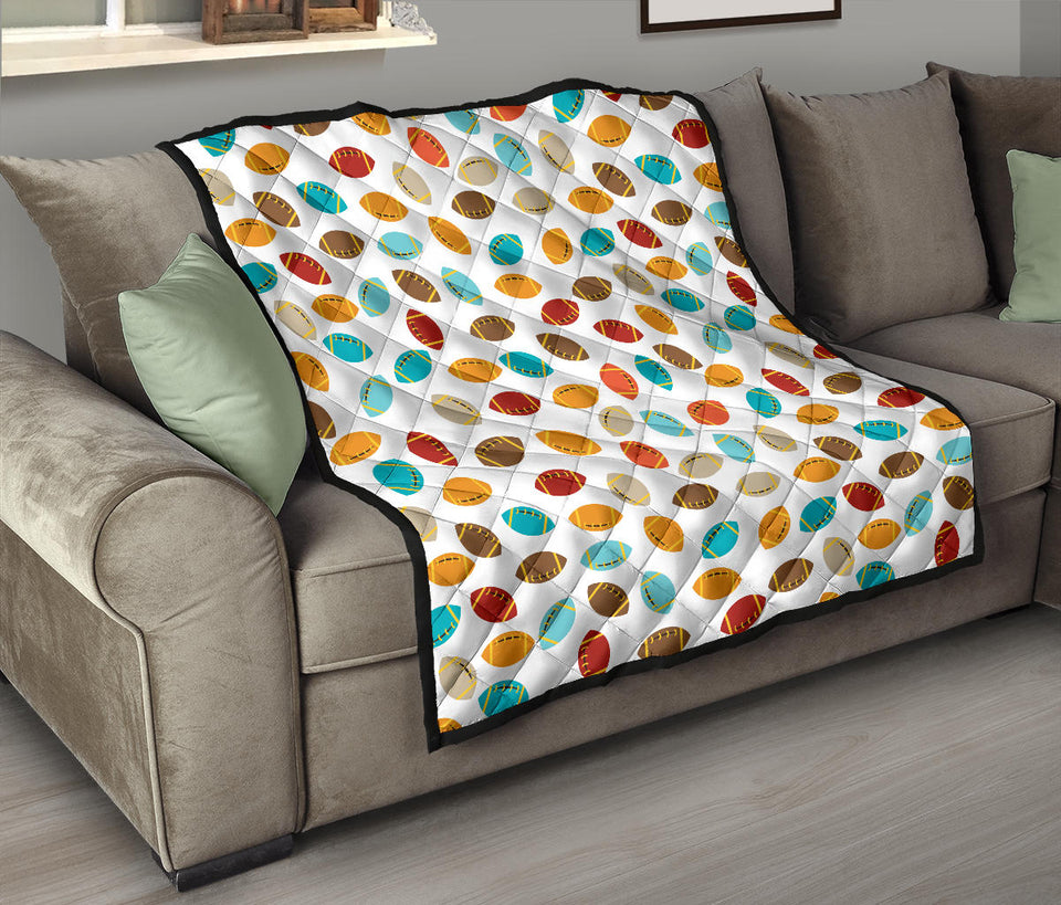 Colorful American Football Ball Pattern Premium Quilt