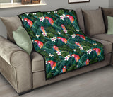Parrot Palm Tree Leaves Flower Hibiscus Pattern Premium Quilt