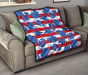 American Football Ball Star Stripes Pattern Premium Quilt