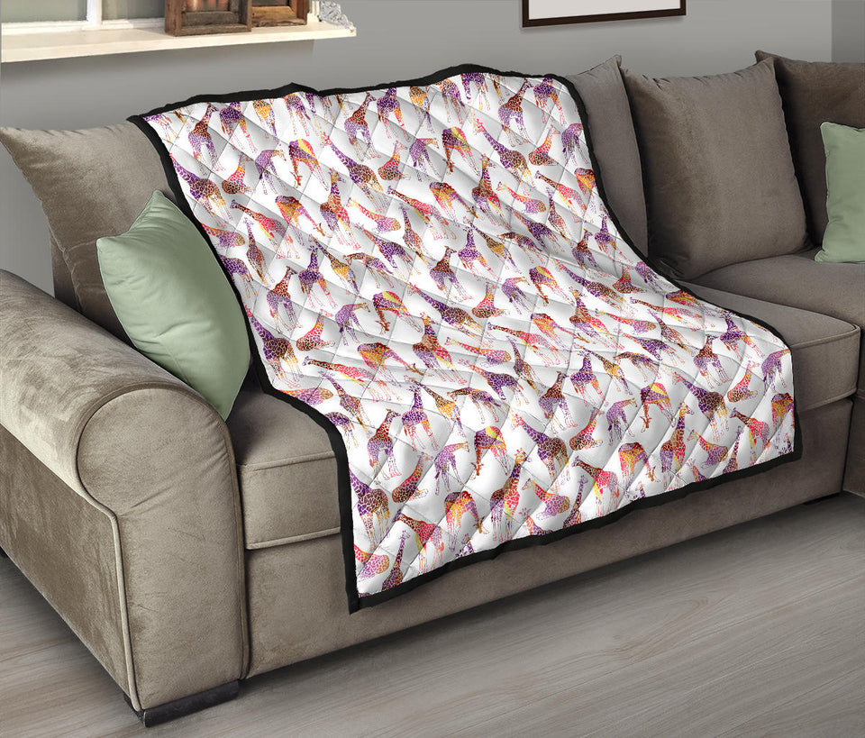 Giraffe Pattern Print Design 02 Premium Quilt