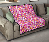Hibiscus Pattern Print Design 01 Premium Quilt