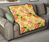 Grapefruit Yellow Background Premium Quilt