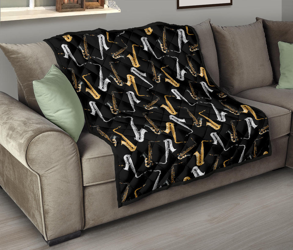Saxophone Design Pattern Premium Quilt