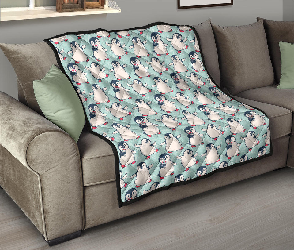 Cute Penguin Pattern Premium Quilt