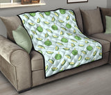 Durian Pattern Blue Background Premium Quilt