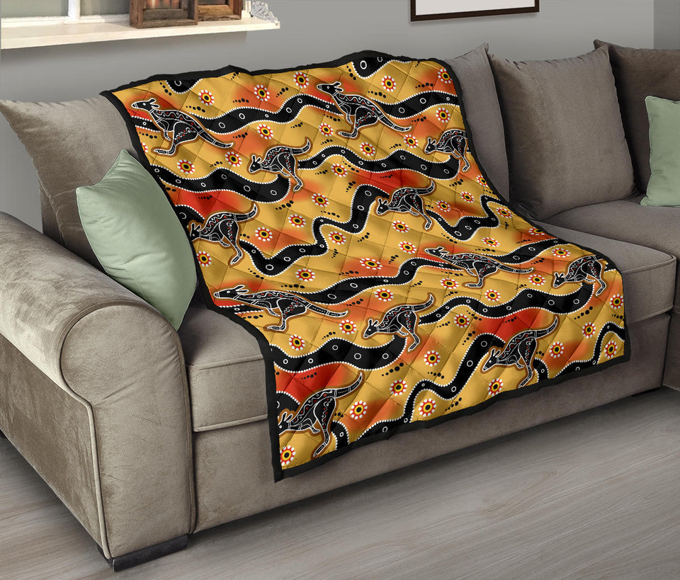 Kangaroo Australian Aboriginal Art Pattern Premium Quilt