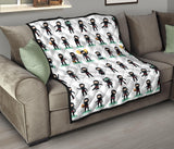 Cute Ninja Katana Sword Pattern Premium Quilt