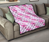 Pink Flamingo Flower Pattern Premium Quilt