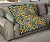 Sunflowers Ribbon Background Premium Quilt