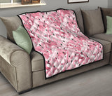 Pink Flamingos Pattern Background Premium Quilt