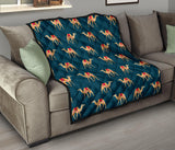 Camel Pattern Blue Blackground Premium Quilt