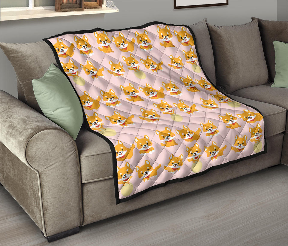 Cute Shiba Inu Dog Pattern  Premium Quilt