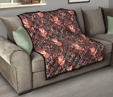 Fox Leaves Mushroom Pattern Premium Quilt