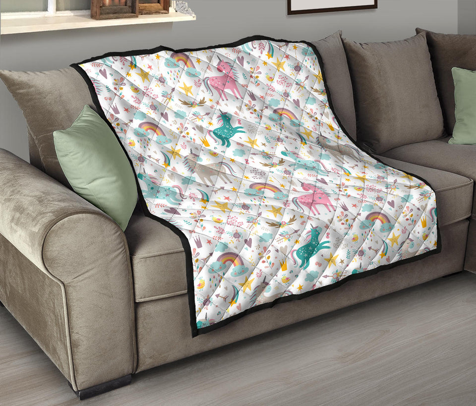 Colorful Unicorn Pattern Premium Quilt