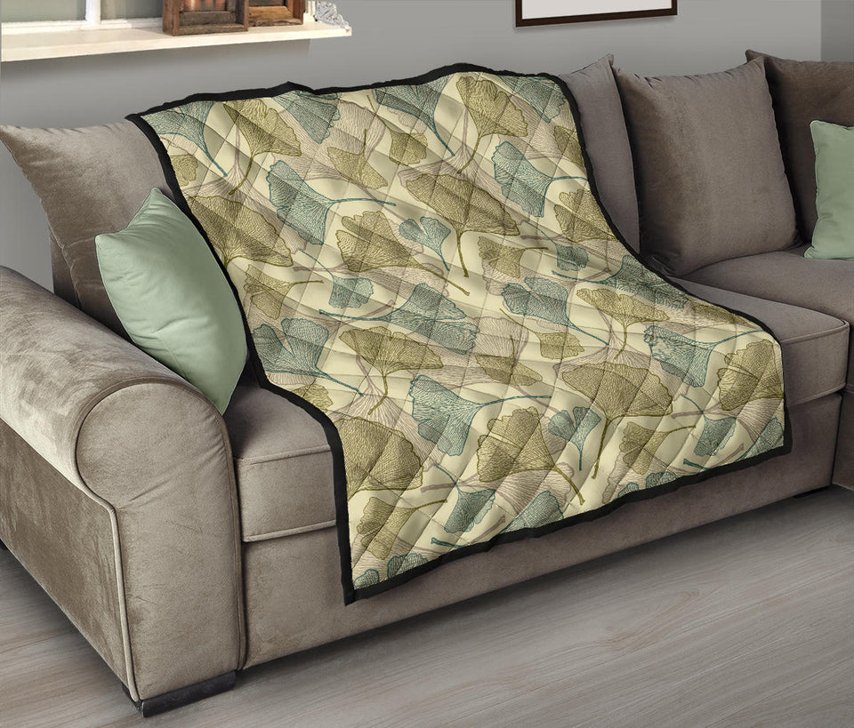 Ginkgo Leaves Design Pattern Premium Quilt