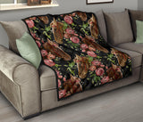 Horse Head Wild Roses Pattern Premium Quilt